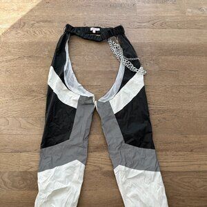 iHeartRaves Unisex Down 4 The Ride Reflective Chain Chaps - Black/Silver/Glow